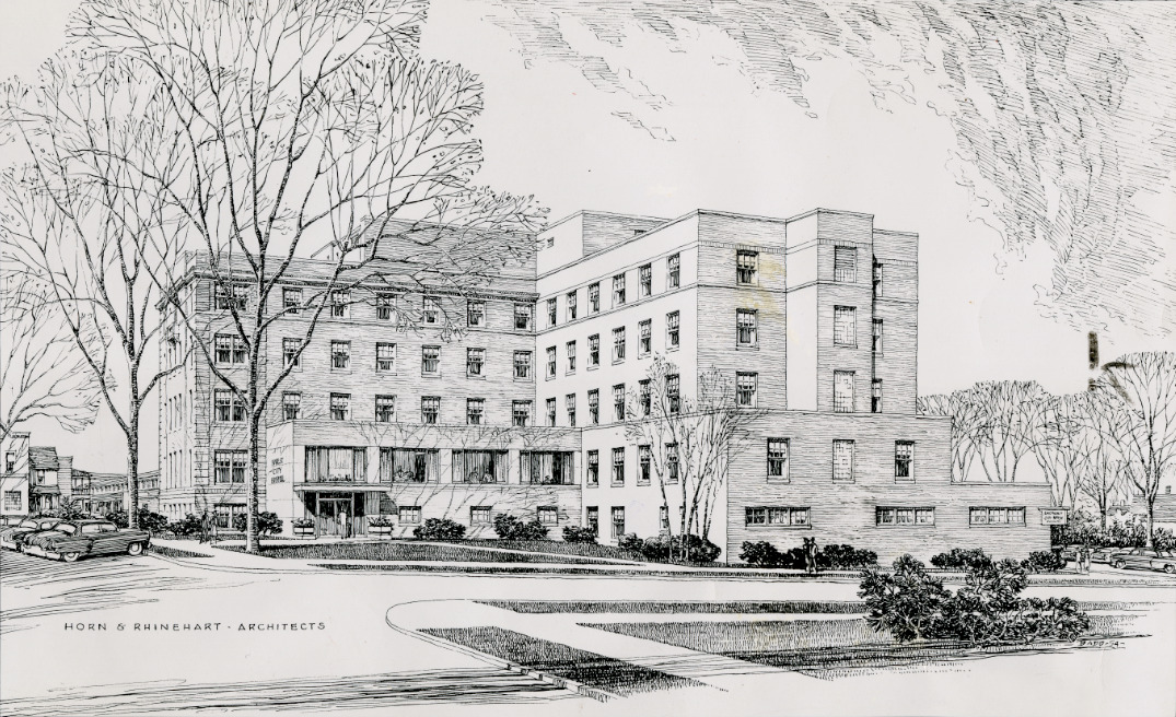 Architectural Rendering of Forest City Hospital, ca. 1954