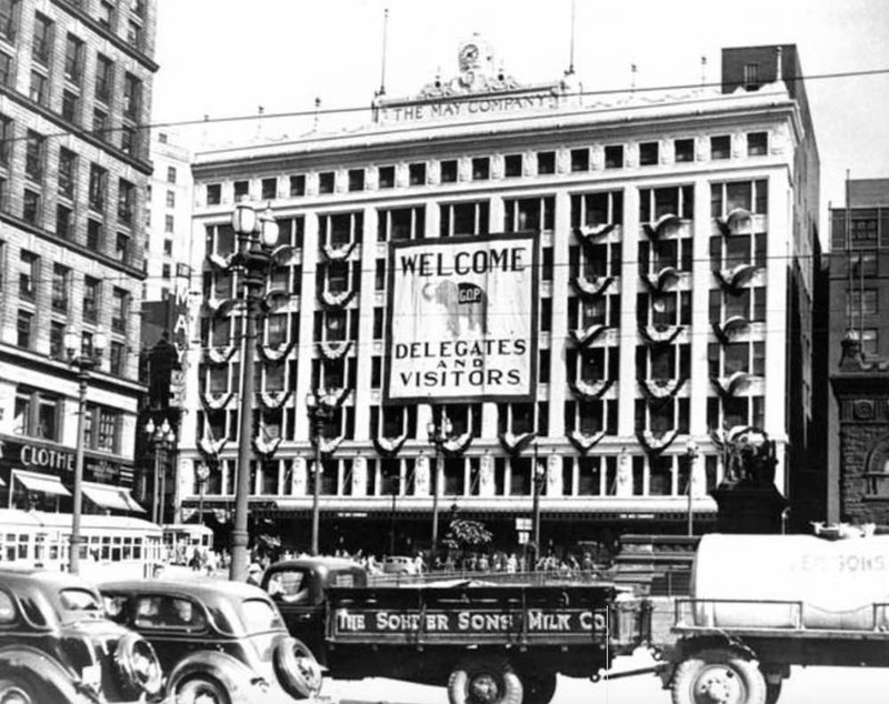 Welcome Banner on May Co. Building