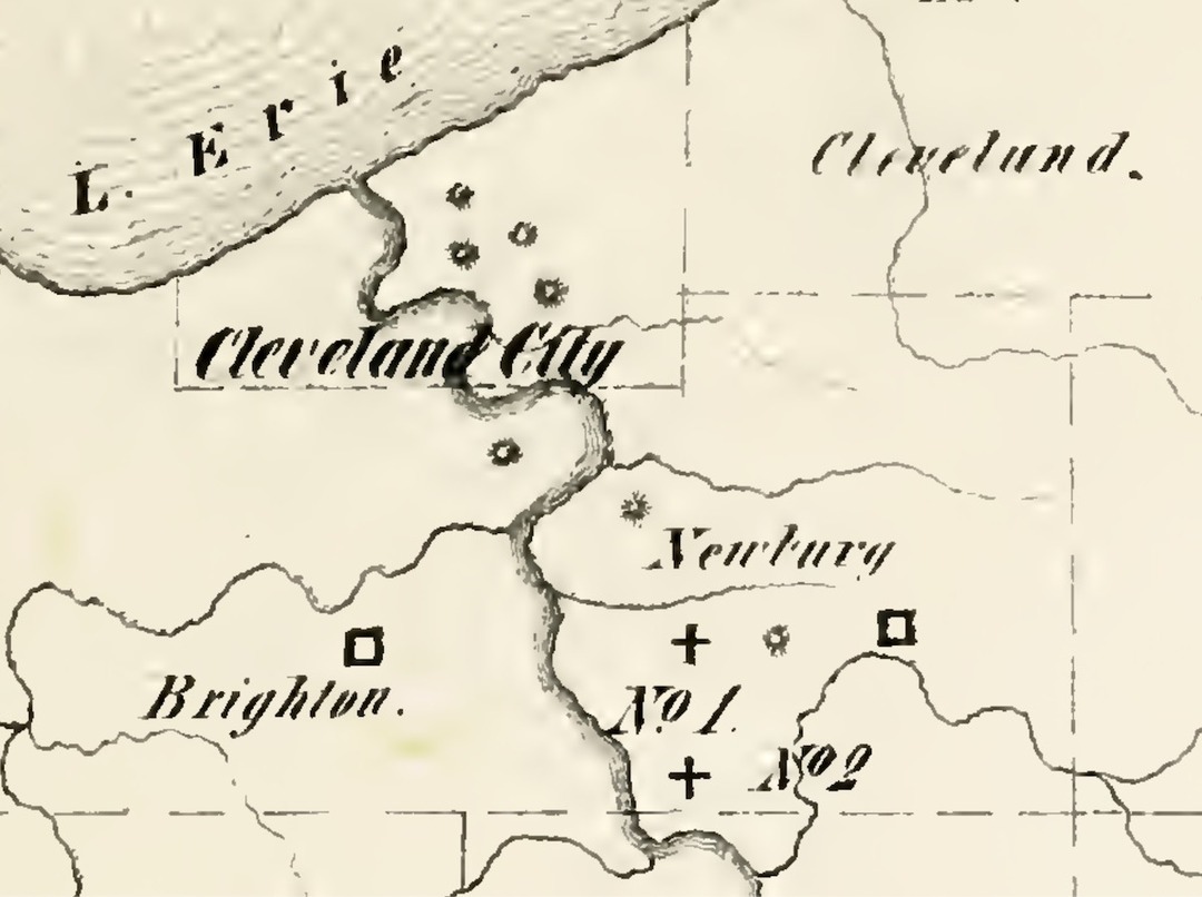 Detail of 1870 Map of Cleveland Mounds